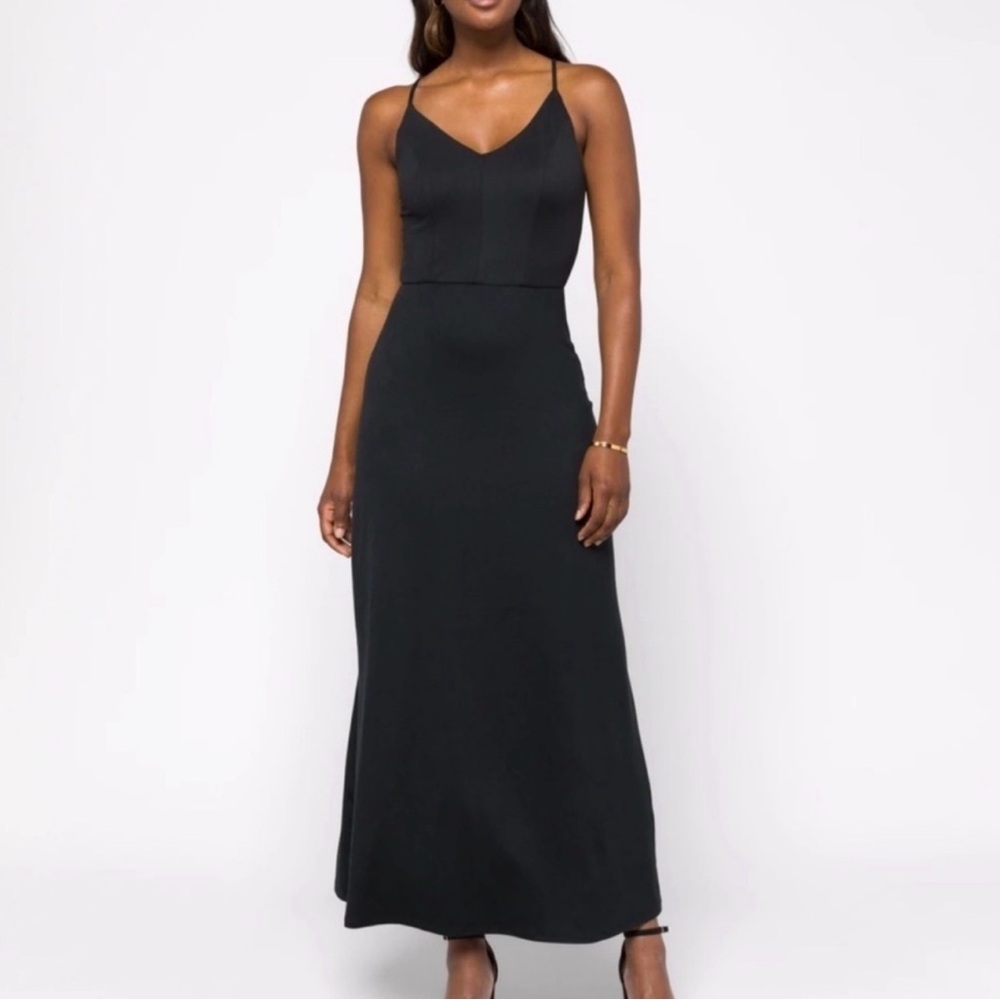 Market & Spruce Black V-Neck Slip Maxi Dress